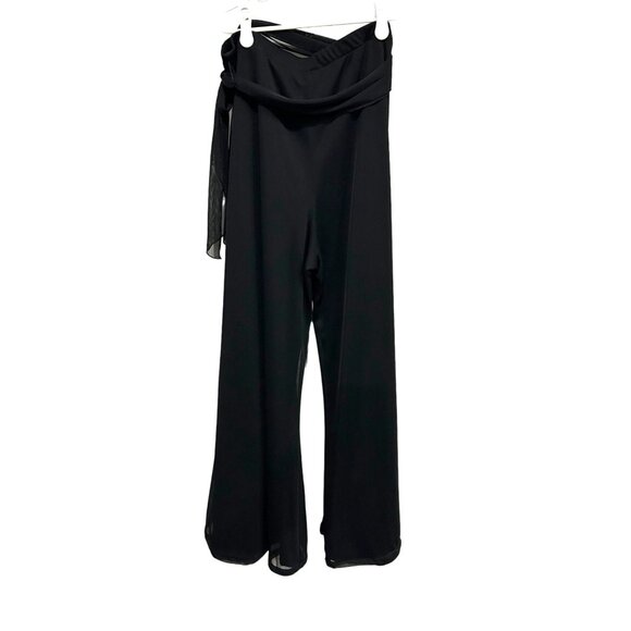 MSK Womens Black Wide Leg Wrap Tie Palazzo Pants Sz M - Picture 2 of 9